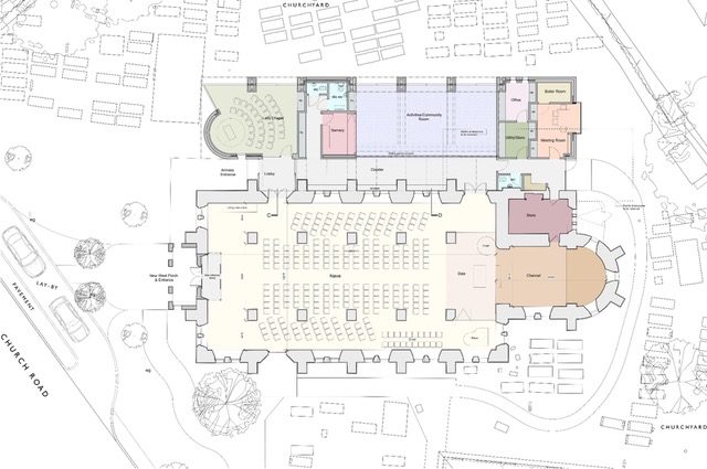 Plans showing Phase 1 and Phase 2 of All Saints church rebuild
